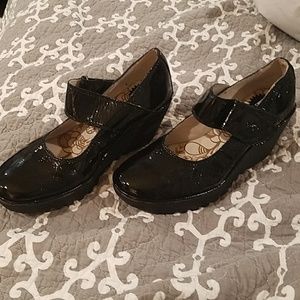 Fly London black patten mary janes